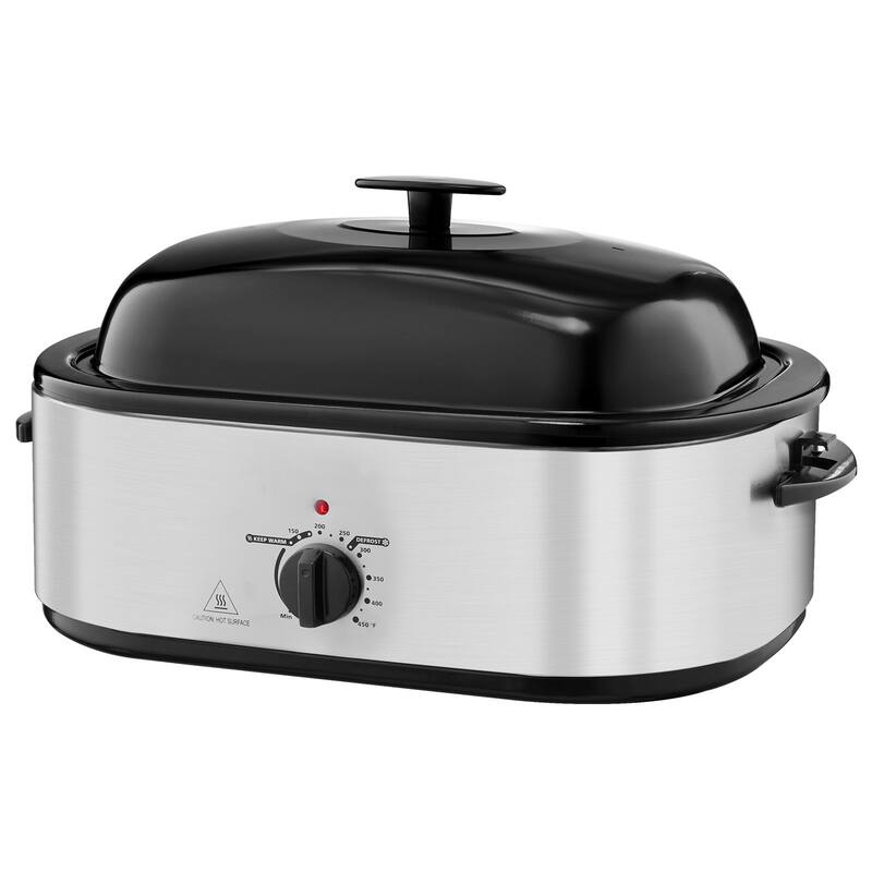 Black-Silver 22QT Electric Roaster Oven with Self-Basting Lid - 23.31 x 15.67 x 12.80 inch