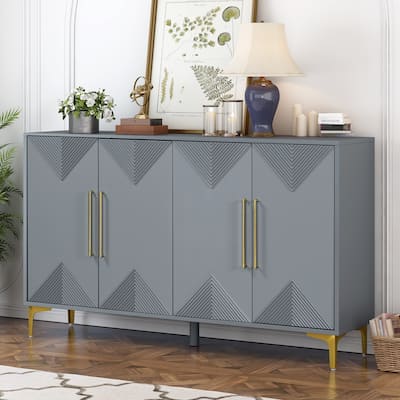 Grey Accent Cabinet Triangular Pattern Storage Cabinet Buffet Sideboard