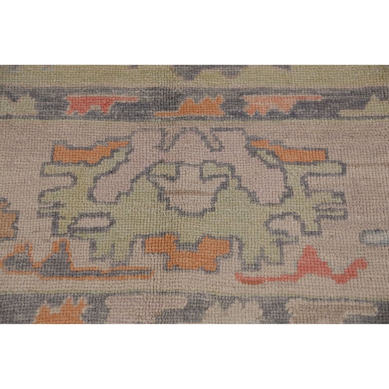 Hand Knotted Oriental 100% Wool Carpet Transitional All-Over Green Oushak Area Rug - 11' 4'' X 8' 8''