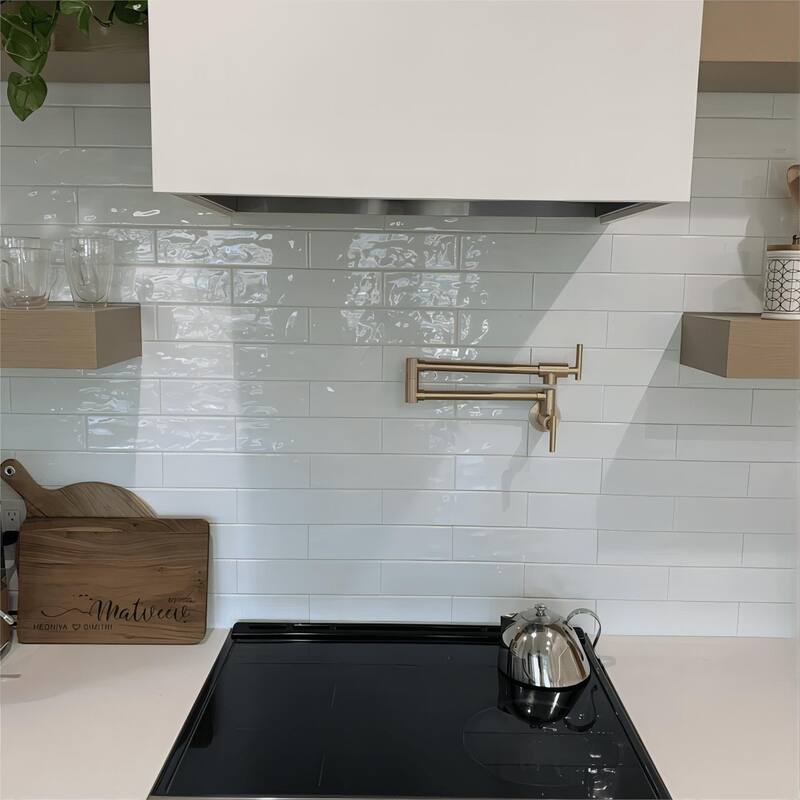 Wall Mount Pot Filler Faucets Folding Stretchable Kitchen Sink Faucet with Joint Swing Arms Kitchen Faucet with 2 Handles