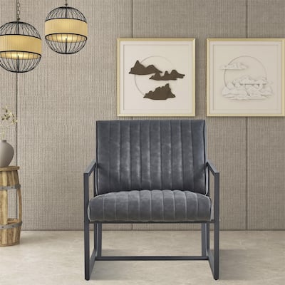 GEITIN Modern PU Accent Arm Chair with Tufted Back