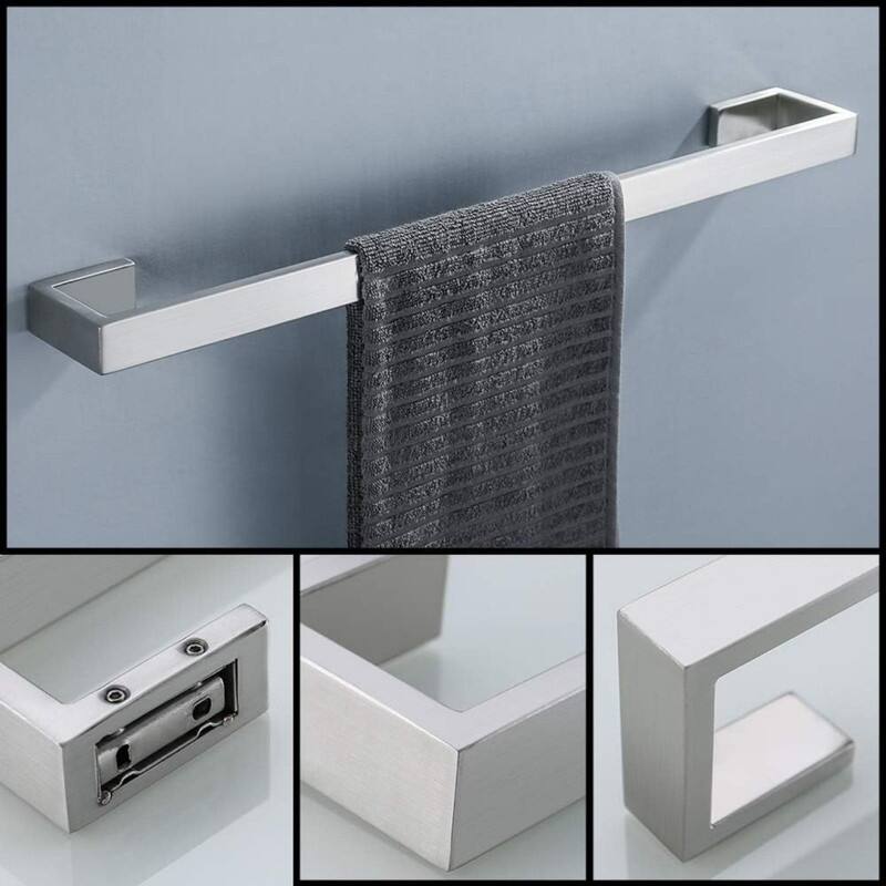 4 Pieces Bathroom Hardware Accessories Set Black Towel Bar Towel Holder Robe Hook Toilet Paper Holder Stainless Steel