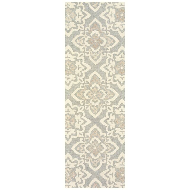 Style Haven Celena Floral Lattice Handcrafted Undyed Wool Area Rug - 2' 6" x 8'