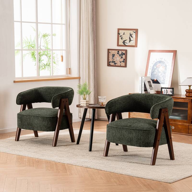 27.56" W x 23.62" D x 27.95" H Accent Arm Chair Fabric Living Room Chair Set of 2