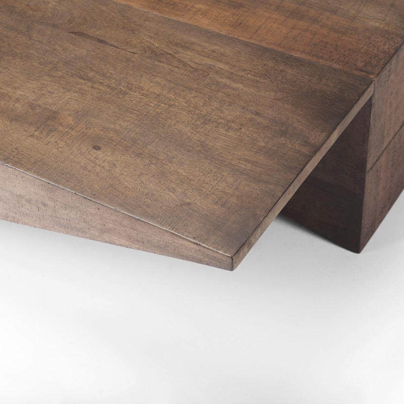 West Medium Brown Solid Wood Angular Coffee Table - 58.5"L x 19"W x 19"H