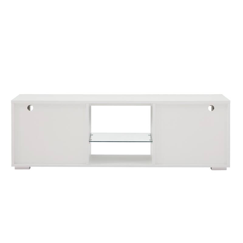 White 51" TV Stand with LED & Drawers for TVs Up to 55"