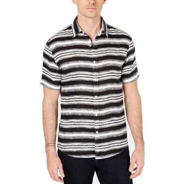 Shop Michael Kors Mens Shirt Black Size Medium M Slim Fit Button