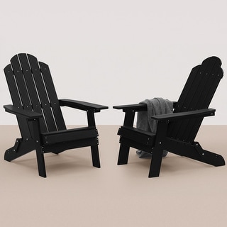 WINSOON All Weather HIPS Outdoor Folding Adirondack Chairs Outdoor Garden Patio Chairs set of 2