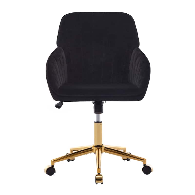 Adjustable Velvet Office Chair with Wheels, Ergonomic Swivel Study Desk Chair, Upholstered Task Chair with Backrest Seat