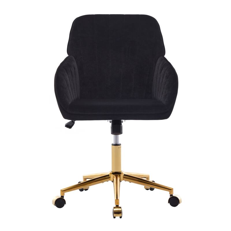 Velvet Office Chair with Golden Base, Ergonomic Backrest, Memory Foam Cushion, and Adjustable Seat for Home or Bedroom