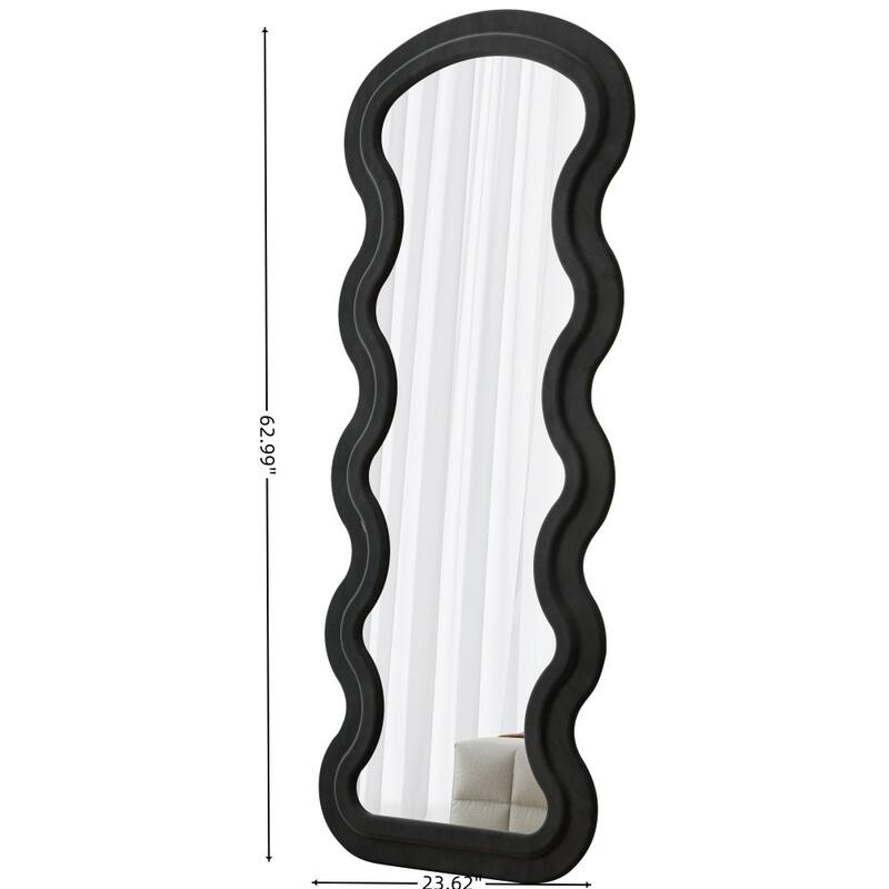 Full Length Wave Floor Mirror with Stand for Living Room Hanging or Against The Wall
