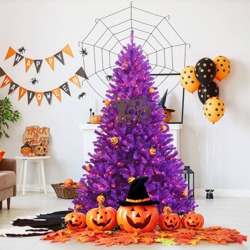 Artificial Purple Halloween Tree Christmas Tree with Mini Pumpkins