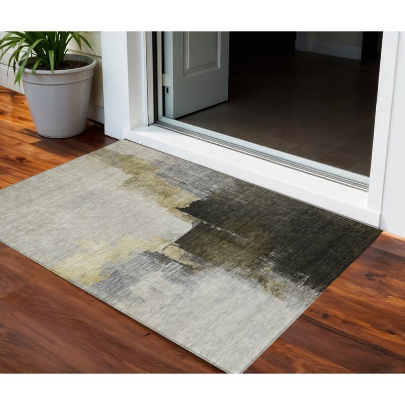 HomeRoots Abstract Transitional Rectangle Outdoor Rug - 3' x 5'
