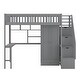 preview thumbnail 13 of 25, Whimsical Twin Loft Bed with Bookshelf, Drawers, Desk, and Wardrobe, Sturdy Construction, Fence-Shaped Design