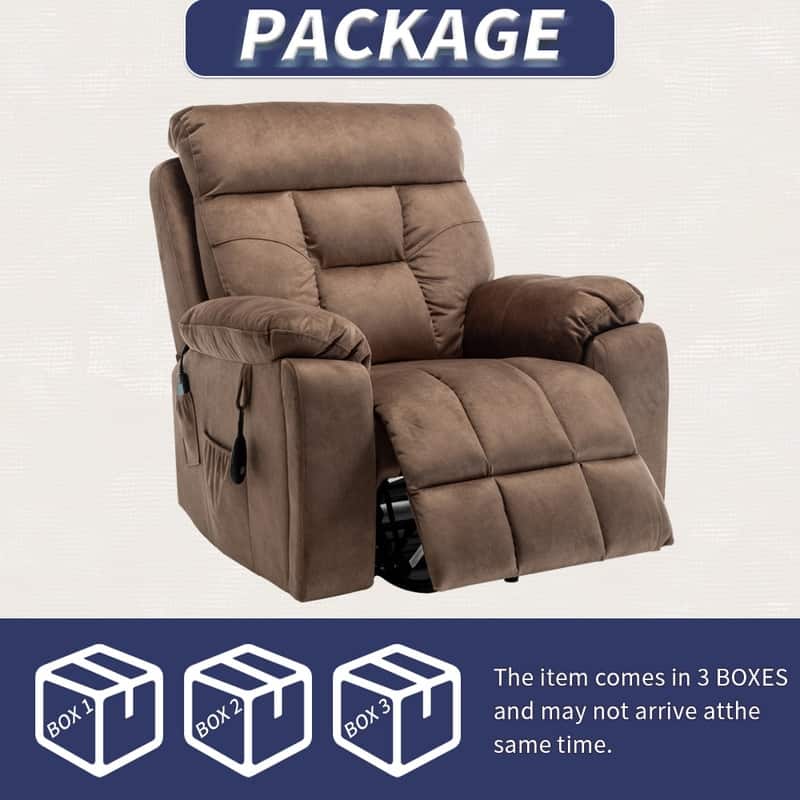 Flagship Oversized Velvet Power Lift Recliner - Recliner Chair with Massage,Heating and Assisted Standing