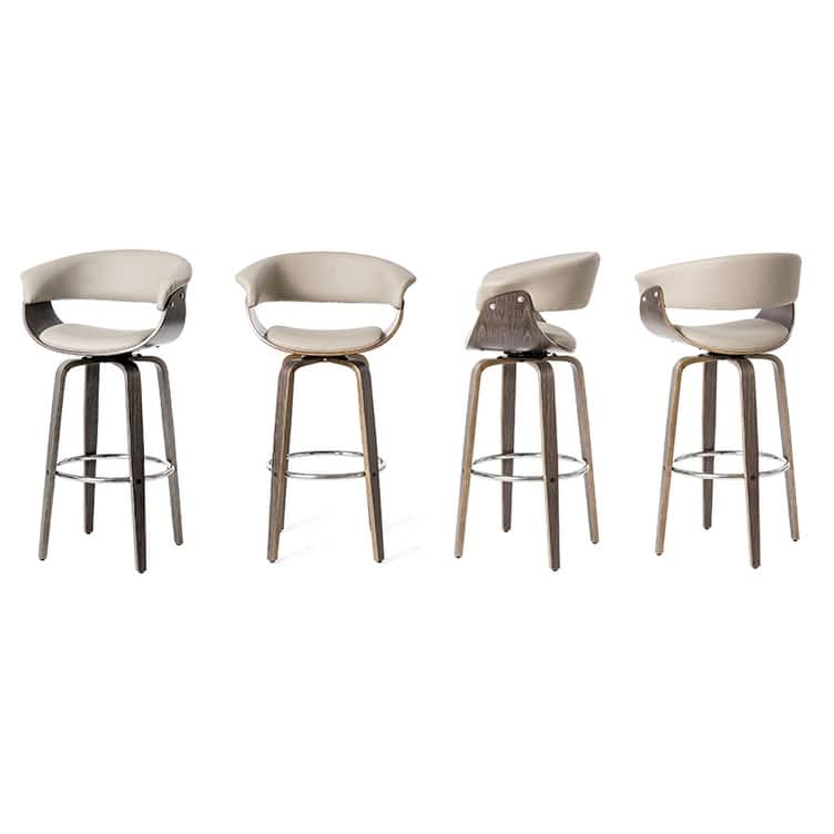 Glitzhome Set of 2 or 4 Modern Counter & Bar Height Wooden Swivel Bar Stools