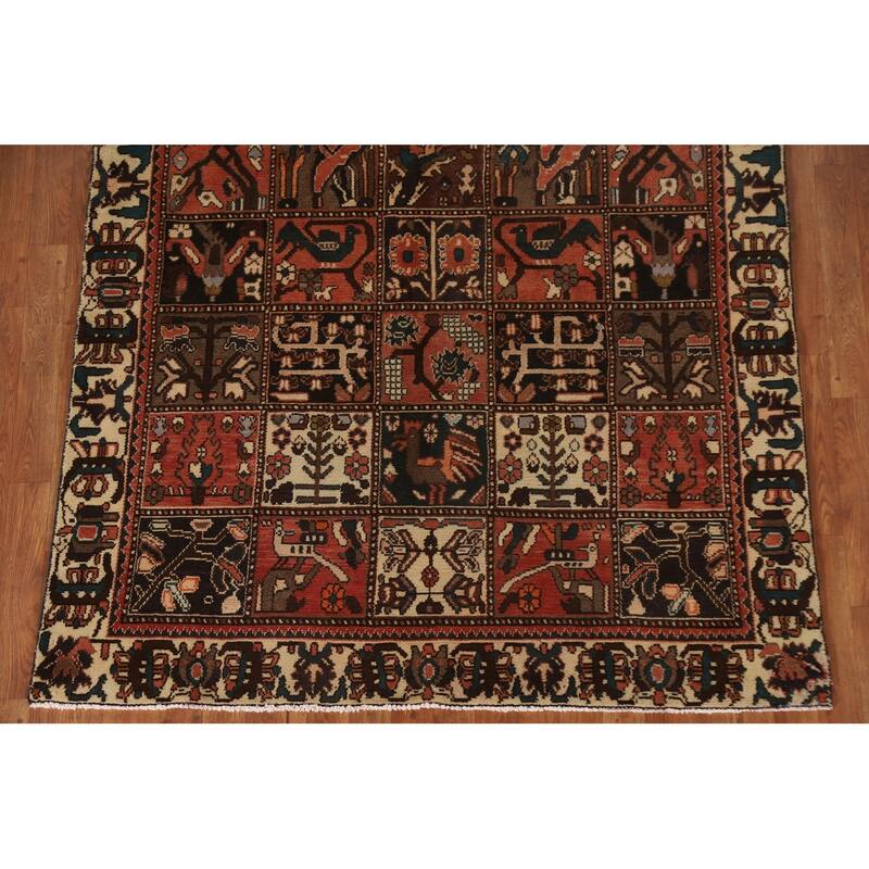 Garden Design Bakhtiari Persian Vintage Area Rug Handmade Wool Carpet - 5'0"x 9'0"