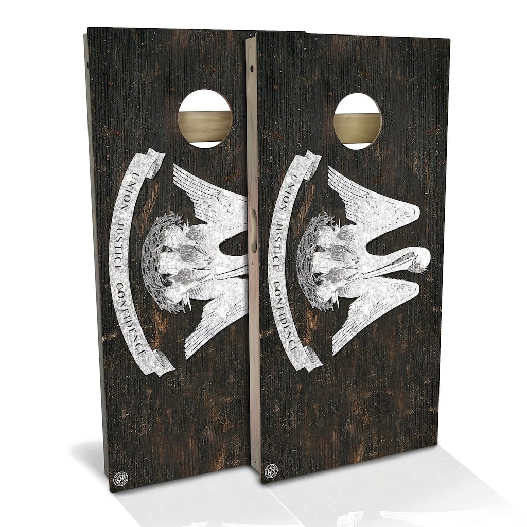 Louisiana Flag Rustic Outdoor Cornhole Board Set