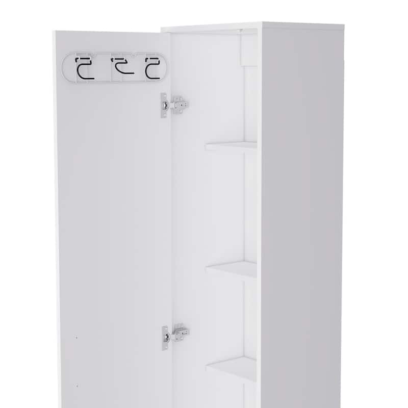 HomeRoots 16" Silver And White Accent Cabinet With Five Shelves - 15.70 in. x 70.90 in. x 11.70 in.