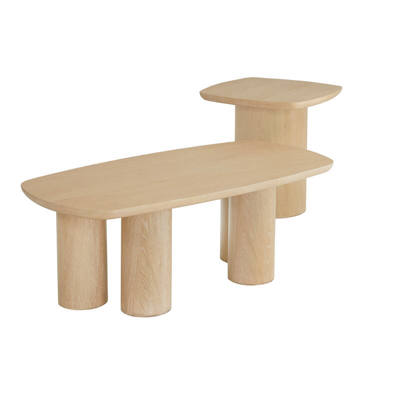Edo Contemporary Oak-Finished Table with Sturdy Column Base by iNSPIRE Q Modern