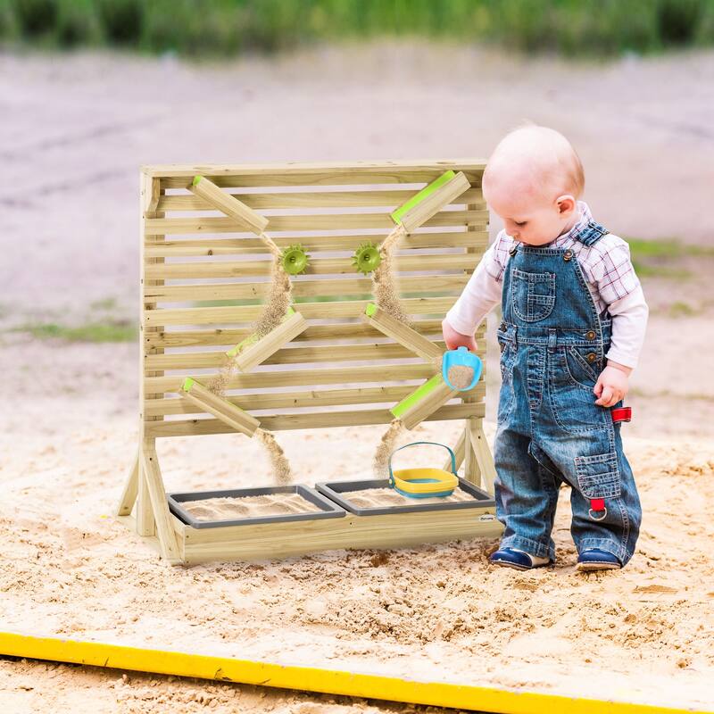 Kids Picnic Table with Umbrella and Storage Inside, Sand and Water Table, Kids Outdoor Furniture, Wooden Bench Backyard