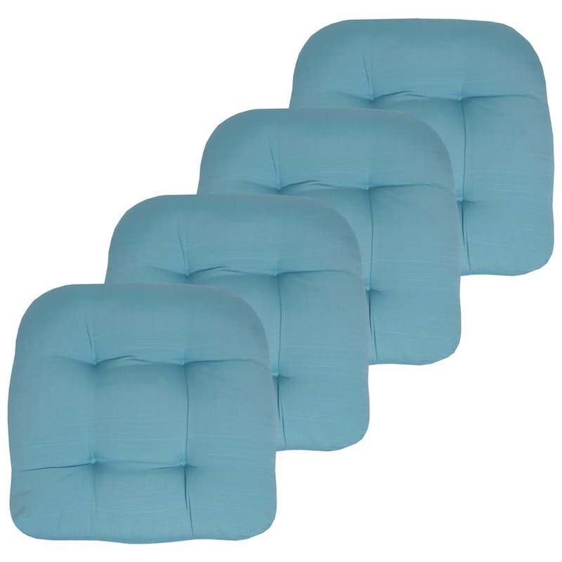 Indoor-Outdoor Reversible Patio Seat Cushion - Teal - Set of 4