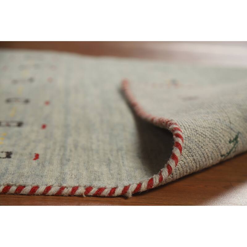 Hand Knotted Oriental 100% Wool Carpet Tribal Animal Pictorial Green Gabbeh Area Rug - 4' 11'' X 3' 0''