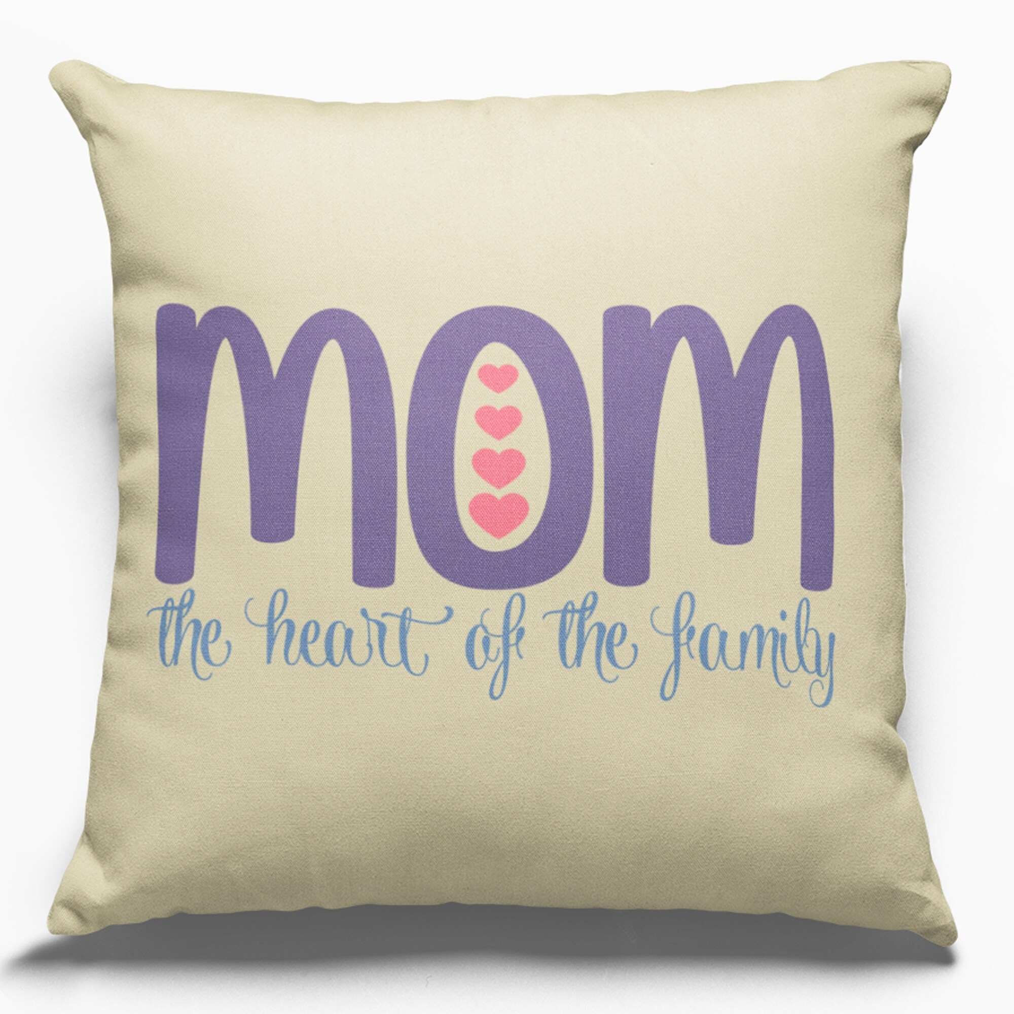 Cotton Canvas Pillow Case Mom The Heart of the Family 18 x 18 - Overstock -  33121431