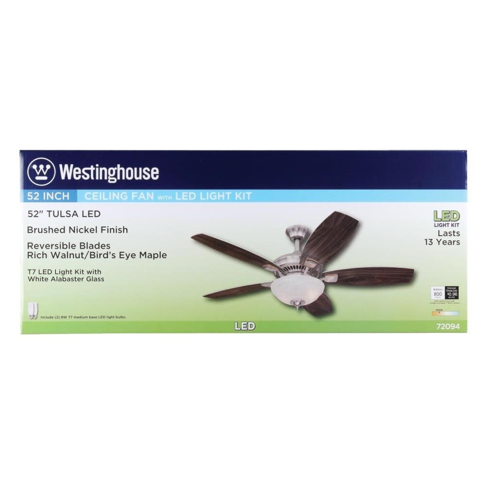 Westinghouse 7209400 Tulsa Led 2 Light 5 Blade Led Hanging Ceiling Fan With Reversible Motor Reversible Blades Light Kit And