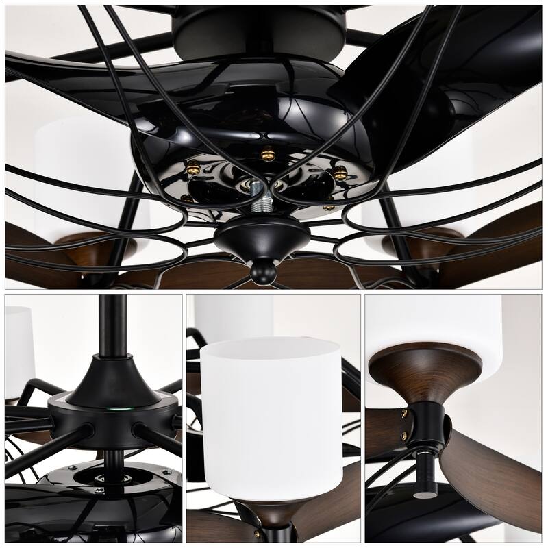 Classic Ceiling Fan Light with Lighting and 6 Speed Settings, Reversible DC Motor for Bedroom and Living Room