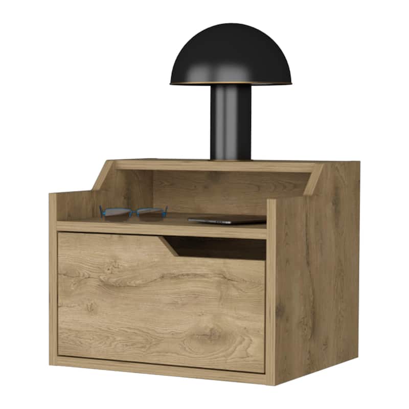 Wooden Double Shelf Hanging Bedroom Nightstand