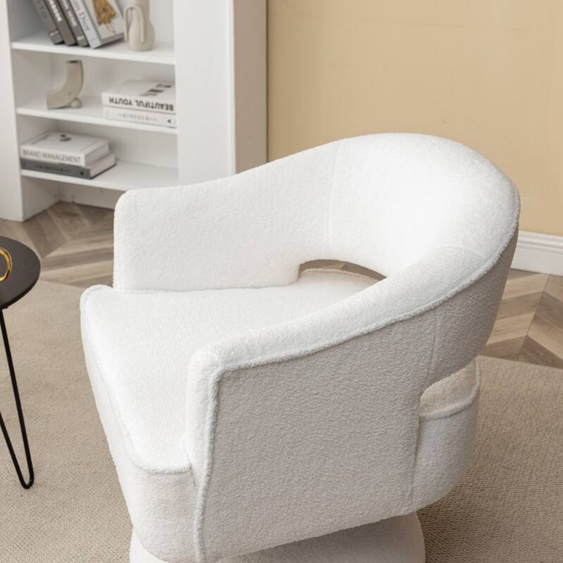 SEYNAR Modern Glam Open Back Velvet Upholstered Round Swivel Accent Arm Barrel Chair for Living Room