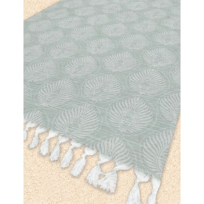 PALMETTO GREEN Beach Blanket with Tassels By Kavka Designs - 38 x 80