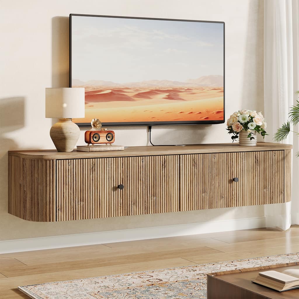 Floating TV Stand, Wall Mounted TV Console with Drawers, Floating Media Console Entertainment Center for Living Room, Bedroom