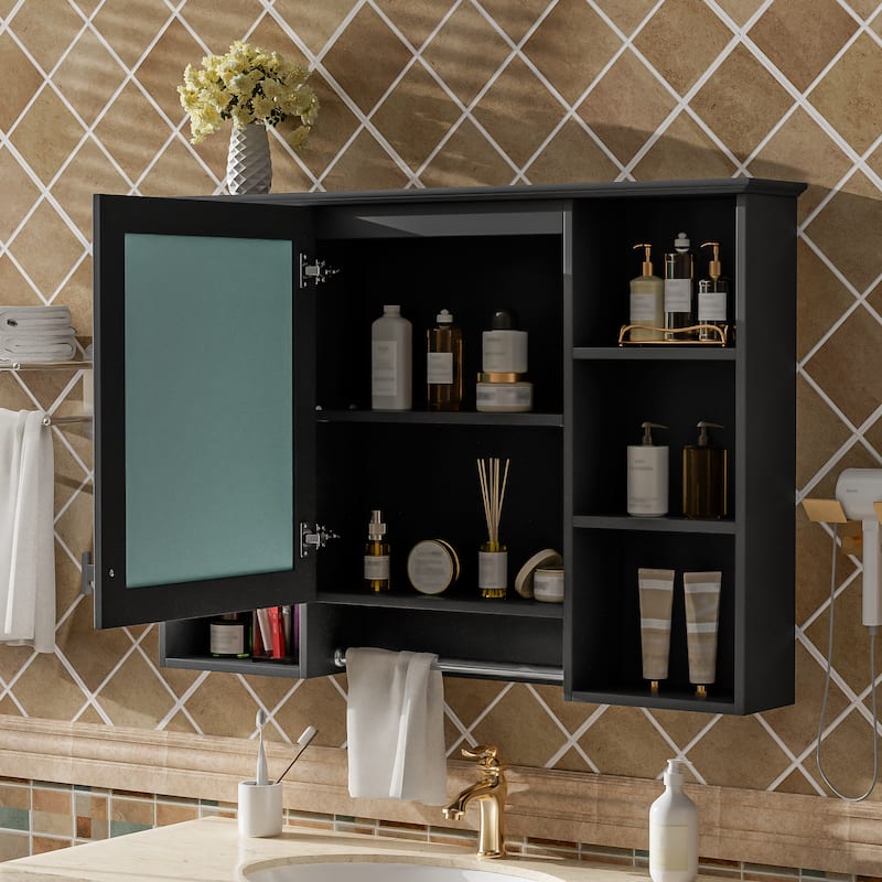 3-in-1 Bathroom Mirror Cabinet, 42 inch Wall Mounted Medicine Cabinet with Adjustable Shelf & Soft Close Door