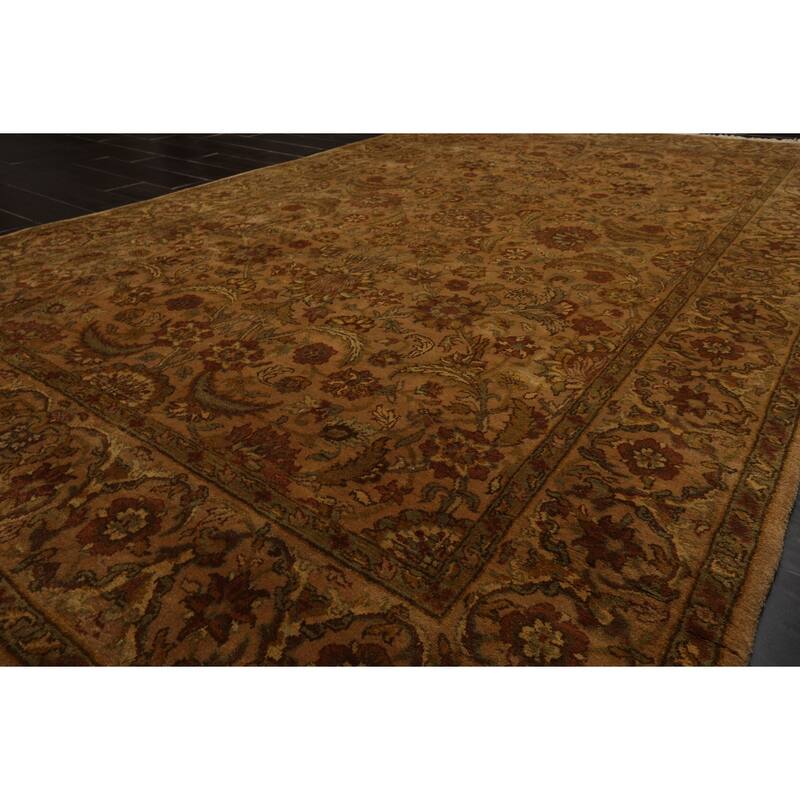 5'11''x9'8'' Hand Knotted New Zealand Wool Caramel Agra Plush Pile Botanical Wash Rug - 5' 11'' x 9' 8''