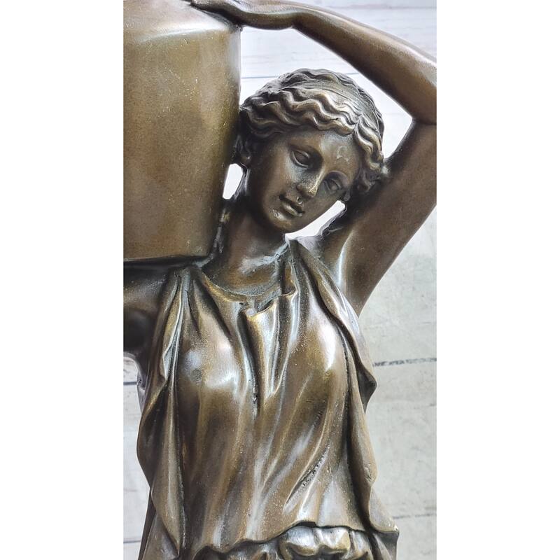 Female Water Bearer Greek Roman Woman Carrying Jug Bronze Sculpture Statue Decor