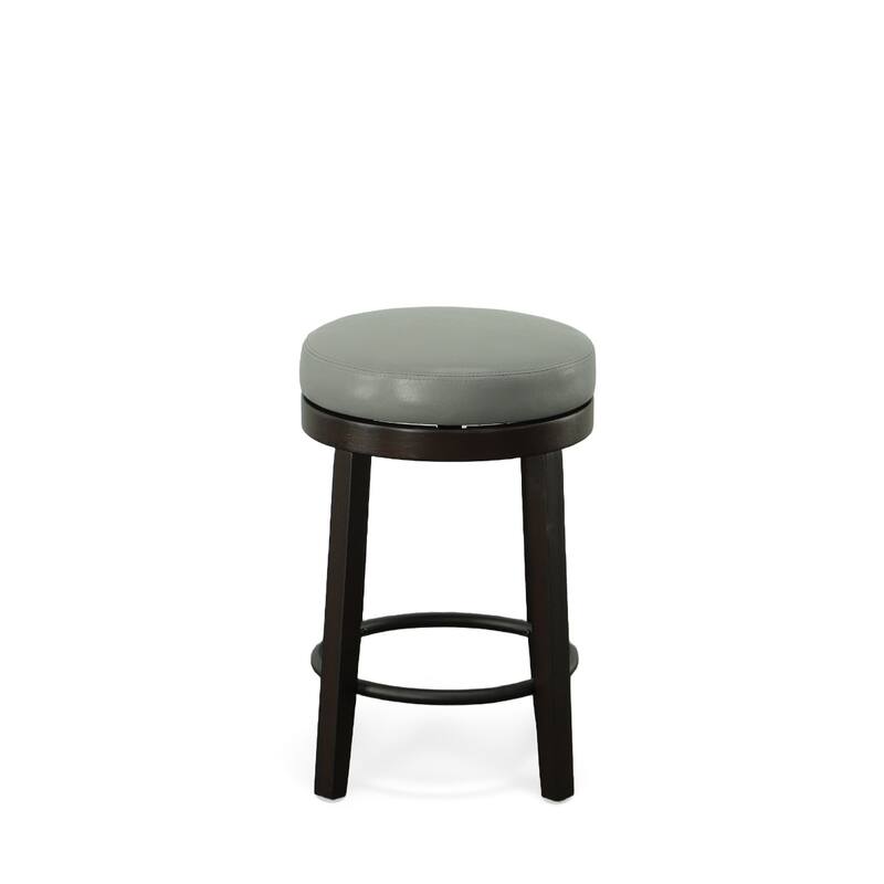 Faux Leather Swivel Bar Stools Set of 2 Finish Espresso Wood