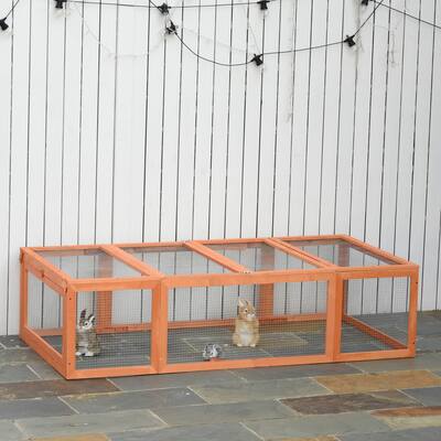 PawHut Large Wooden Rabbit Hutch Small Animal Habitat