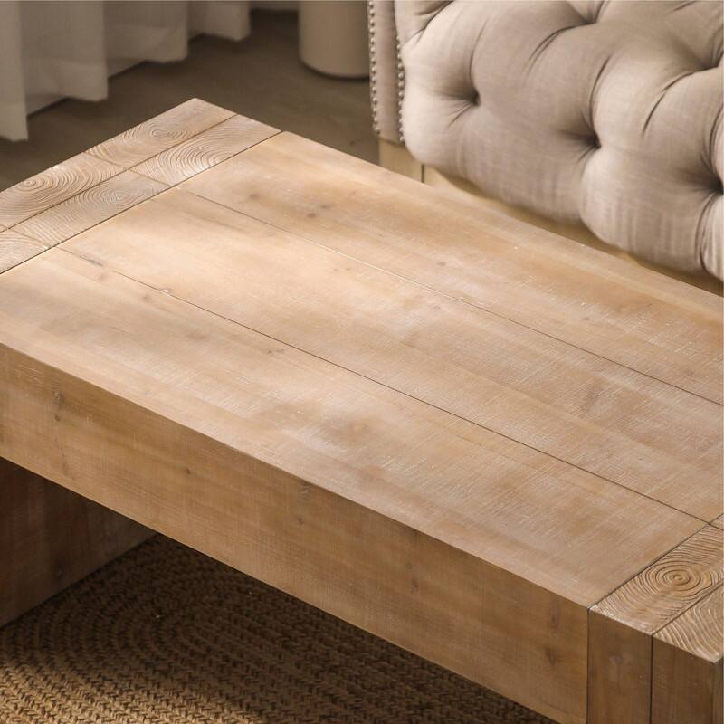 Rustic 49" Wood Coffee Table, Farmhouse Rectangular Table for Living Room Space