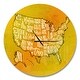 preview thumbnail 2 of 8, Designart 'United States Yellow Vintage Map' Oversized Contemporary Wall CLock
