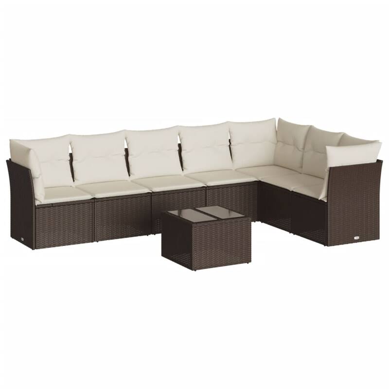 vidaXL Garden Sofa Set Brown, Cream White - 24.4 x 24.4 x 27.2