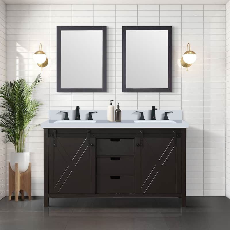 Marsyas Brown Bath Vanity, Cultured Marble Countertop and Mirrors
