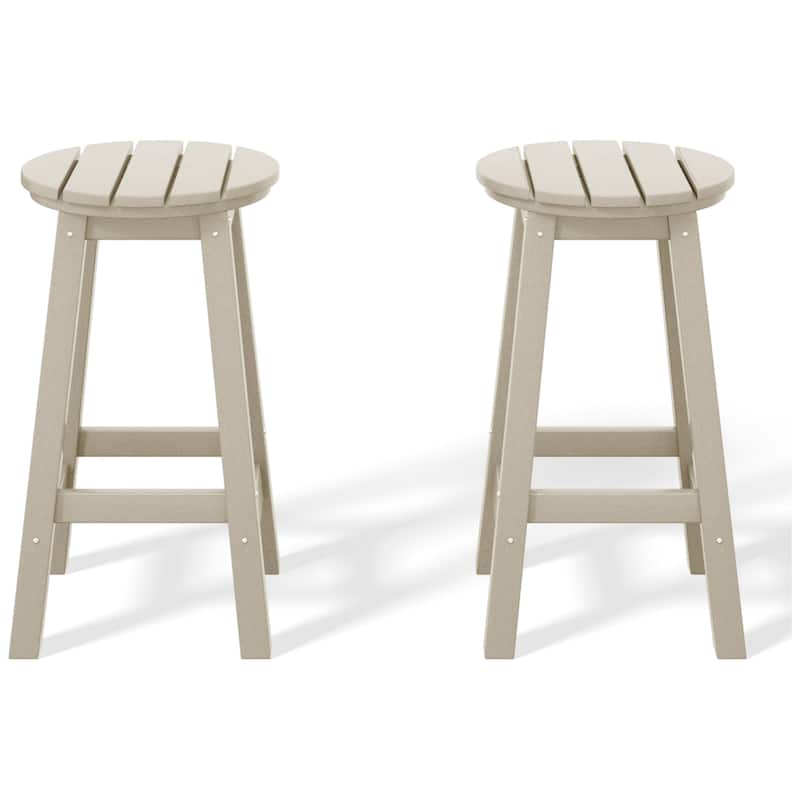 Laguna Hdpe All Weather Outdoor Patio 24" Round Counter Stool (Set Of 2)