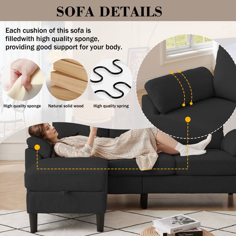 4 Pieces Corduroy Living Room Sets with Sofa, Ottoman and Loveseat