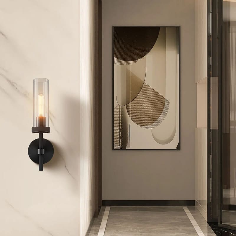 KAYLA Indoor Wall Light, Brass Wall Sconces Lighting Fixture, Bathroom Vanity Wall Sconces, Glass Tube Wall Sconces(2-Sets)