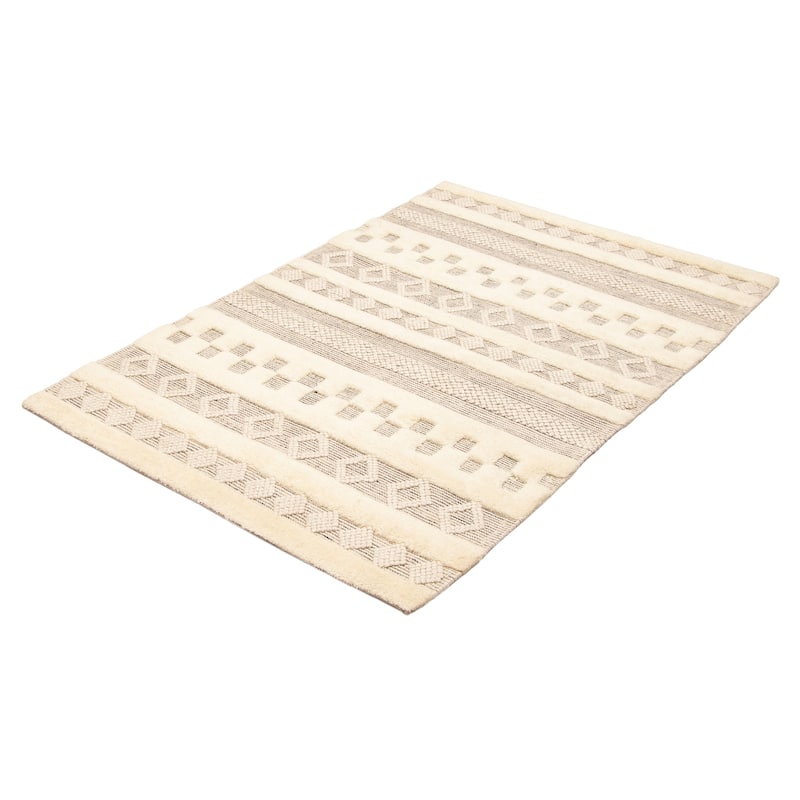 ECARPETGALLERY Braid weave Sienna Cream Wool Rug - 5'0 x 7'6