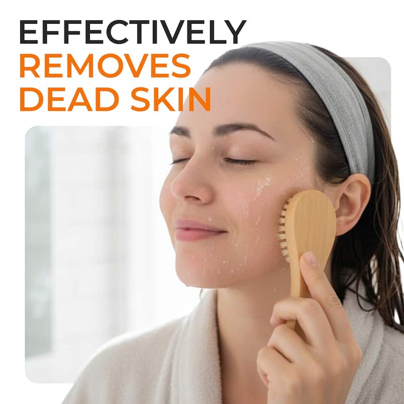 Cheer Collection Set of 4 Shower Body Brushes with Natural Bristles Multiple Sizes for Wet or Dry Use