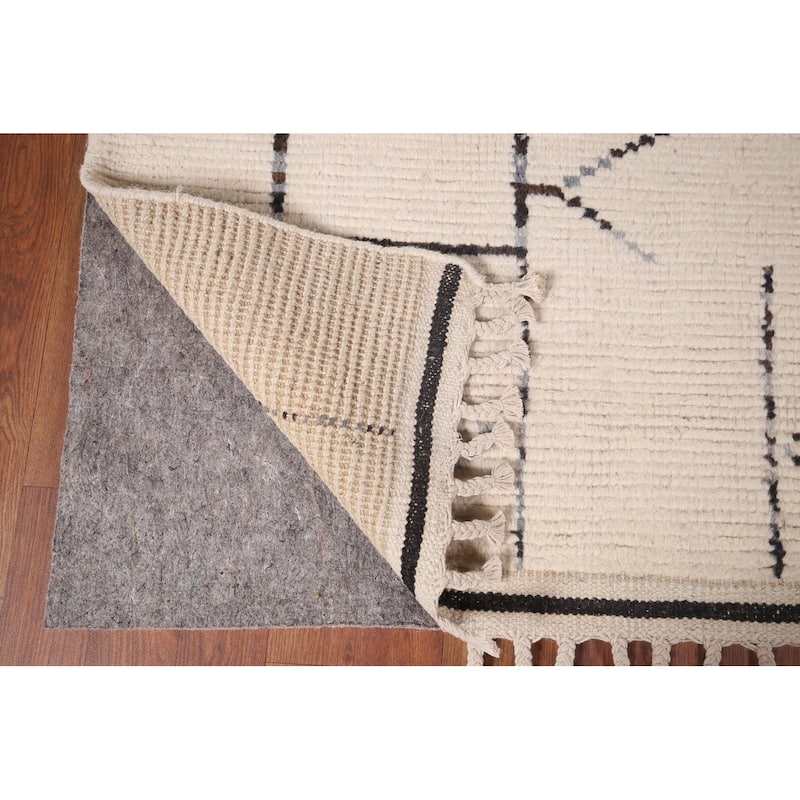 Moroccan Oriental Area Rug Handmade Stripe Wool Carpet - 5'11"x 10'0"