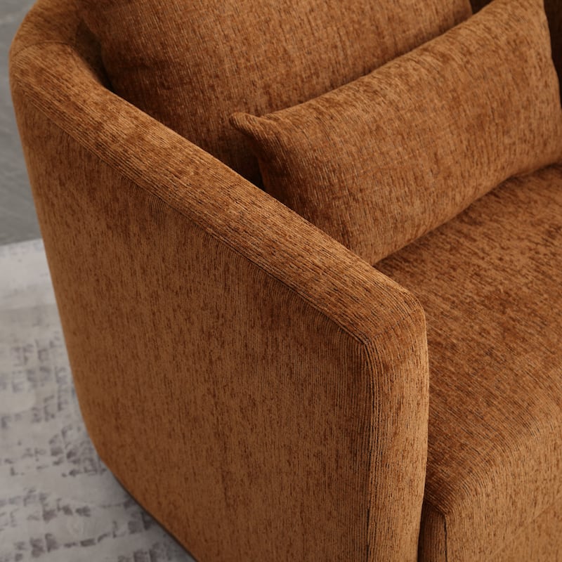 GDFStudio - Harper Chenille Swivel Barrel Chair with Sturdy Metal Base and Ergonomic Design